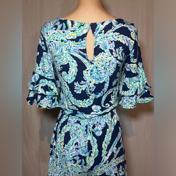 Lilly Pulitzer Lula Romper High Tide Navy Scuba Doo Engineered Romper Size SMALL - Picture 14 of 15